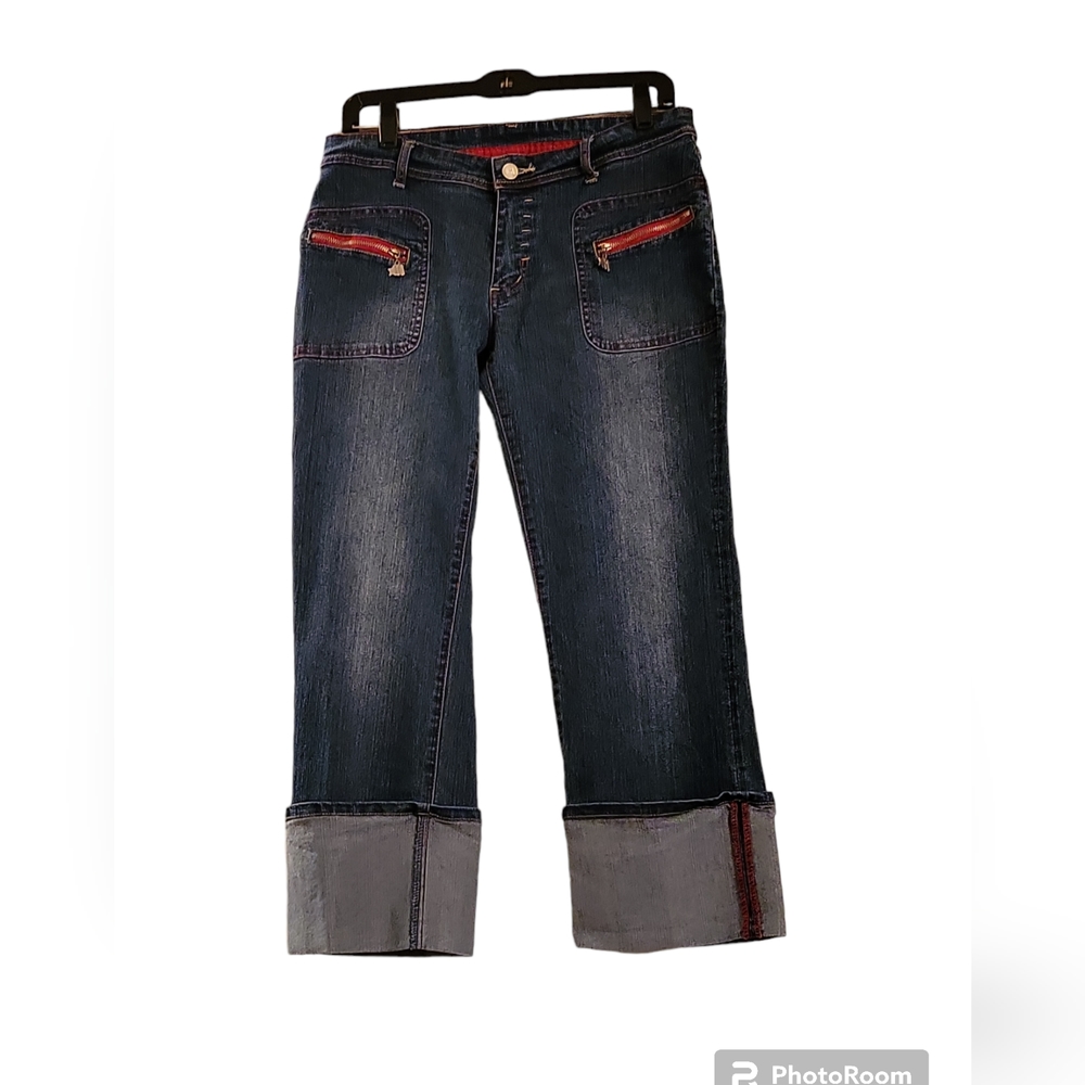 Mecca Femme Crop Roll Blue Jean Pants 90's Vintage